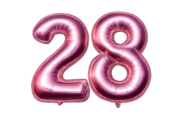 Rose Gold 28 Balloons for Party Decoration on transparent background