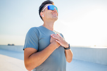 Man enjoying outdoor activity while wearing sunglasses