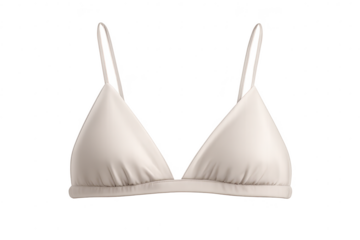 Cream Triangle Bra with Straps on a transparent background cutout image