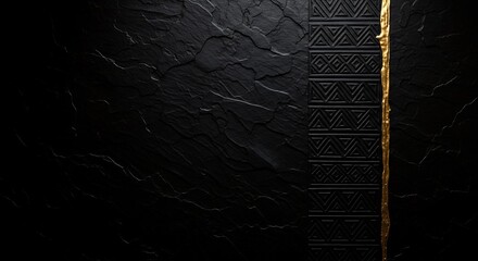 Abstract black stone and gold background 