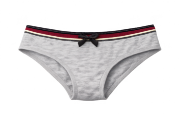 Gray hipster panty with black bow on transparent background isolated.