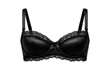 Elegant Black Lace Bra on transparent background for Fashion Design