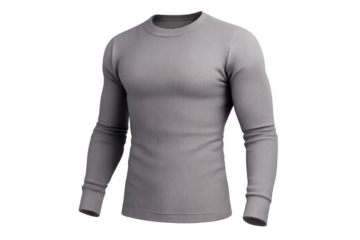 Gray Long Sleeve Shirt Mockup on transparent background for designers