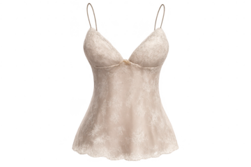 Lace camisole lingerie garment on transparent background for fashion