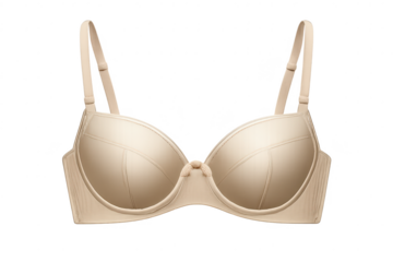Elegant Beige Bra Isolated on a transparent background Studio Shot View