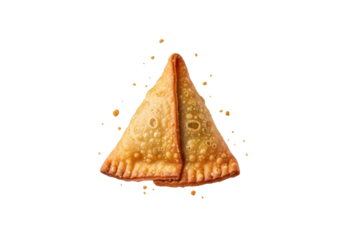 golden fried samosas on white background, crispy indian pastries