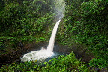 San Fernando waterfall in lush Costa Rica rainforest