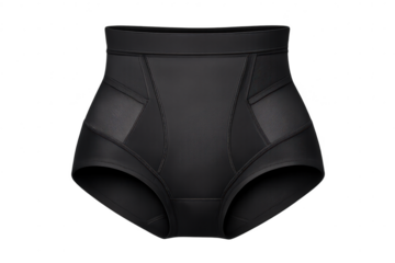 Black shaping brief, high waist on a transparent background studio shot.