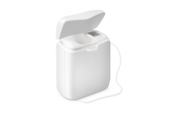 White dental floss dispenser on a transparent background product shot