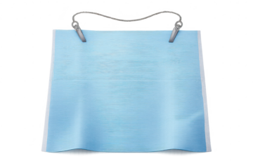 Blue paper bag, modern handle, on transparent background design render.