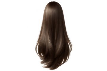Long brown hairstyle on transparent background graphic art element