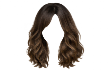 Wavy Brown Hair Wig, Digital Art with transparent background design tool