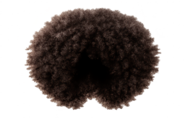 Afro wig top down view with transparent background for your creations.