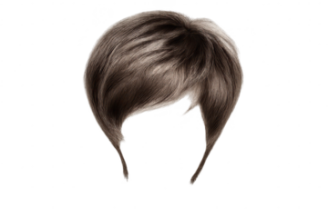 Brown hairstyle, with a transparent background for creative project use.