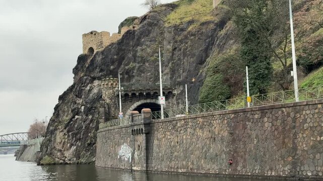 The Vysehrad Tunnel is located in Prague and is part of the Podolska Embankment