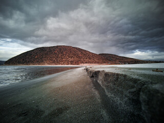 Low angle shot on Salda Lake beach.
