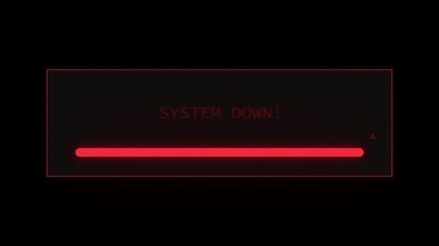 Glowing Neon Critical Error And System Down Pop up Box Element with Alpha Channel, Cyberspace and Cyber security, Technology Element, System Failure or Fatal Error, System Crash and Glitch, Neon Red.