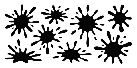 Dynamic splashes of black paint creating artistic textures on a clean surface