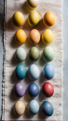Painted Easter Eggs Arranged in a Row &mdash; Traditional Spring Decoration