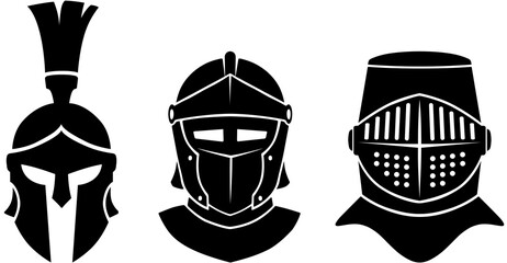 Medieval Armor Helmet Silhouette Vector