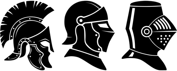 Medieval Armor Helmet Silhouette Vector