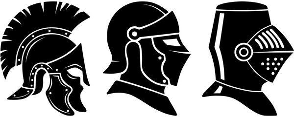 Medieval Armor Helmet Silhouette Vector