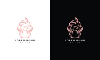 Cupcake illustration with decorative frosting on contrasting backgrounds