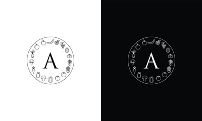 Monogram 'A' Emblem Design Concept in Dual-Tone Presentation on White and Black Backgrounds