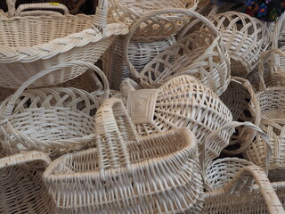 wicker basket on a wooden table