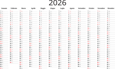 Italian simple 2026 planner calendar with minimalist design for Italy