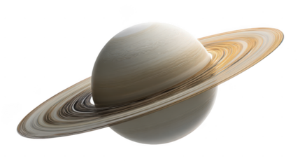 planet saturn with its rings, isolated on a white background