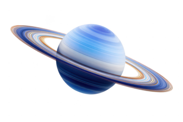 saturn with blue rings, vector illustration, white background