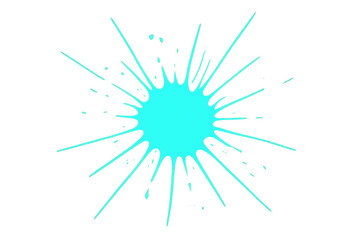 Obraz premium Cyan ink paint splash burst on transparent background