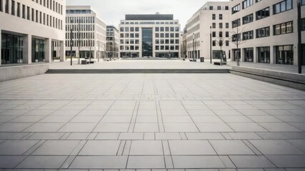 Empty modern business plaza surrounded by office buildings in city center