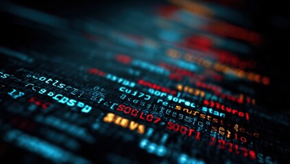 blue background with code lines of a computer matrix screen, representing software development and coding concepts Generative AI