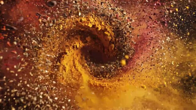 Garam Masala Spices Explode in a Fiery Macro Vortex