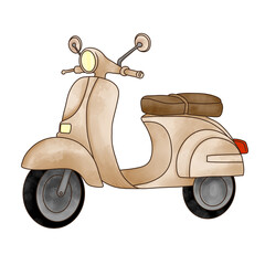 vintage scooter on white background