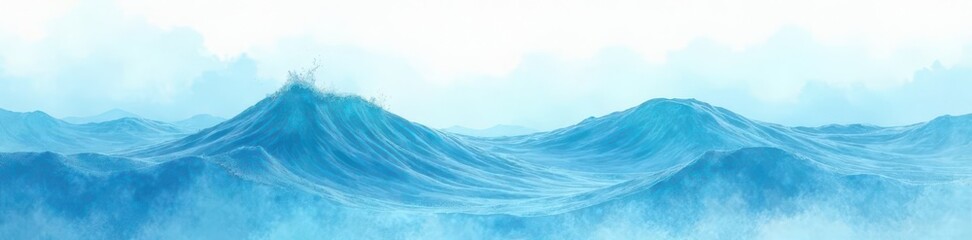 Soft pastel blue watercolor wash depicting gentle sea waves , soft, nature, pastel
