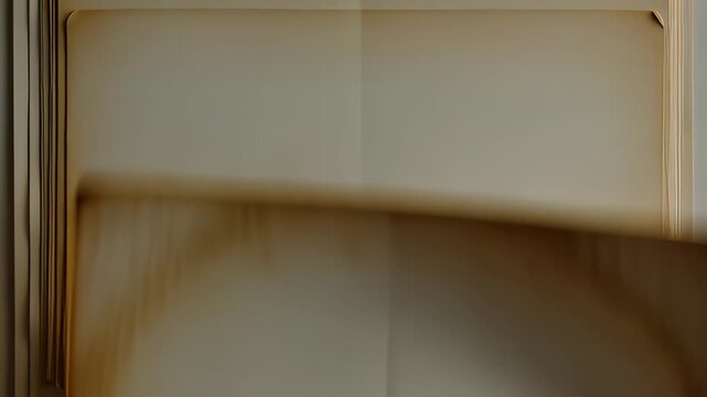Vintage beige paper pages flipping rapidly in a textured stop motion animation, serving as a retro background for historical concepts