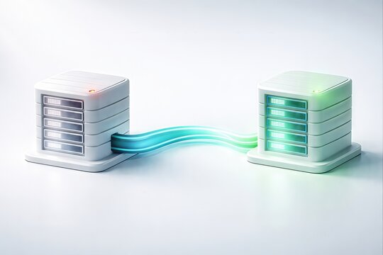 Innovative data transfer concept with interconnected storage units powered by advanced technology illustrating the evolution of digital connectivity and sleek design aesthetics