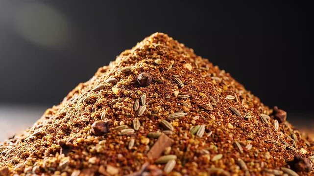 Macro Shot of Garam Masala Indian Spice Mix Pyramid