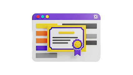 3D Certificate Illustration on a Digital Interface
