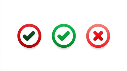 A graphic designer evaluating options on a clean white background, represented by checkmarks and an x symbol.