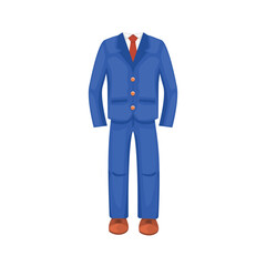 Blue suit clothing icon, postman outfit vector illustration, postman uniform icon