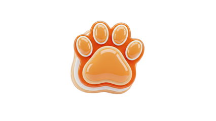 3D Orange Paw Print Icon with Layers