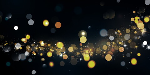 abstract black golden light bokeh background