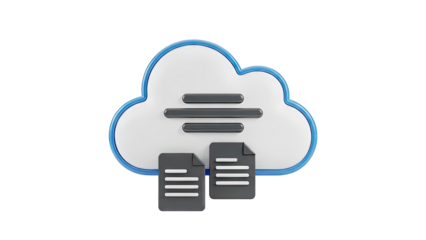 Cloud Storage Icon with Documents