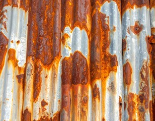 Weathered Iron Texture: A close-up view reveals the striking textures and captivating hues of aged corrugated iron, bearing witness to the relentless passage of time.