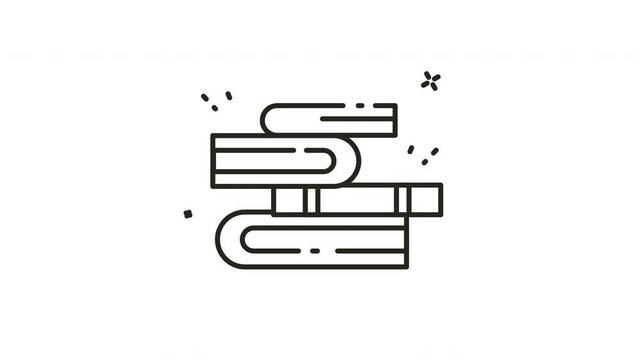Stack of Books Animated Outline Icon
