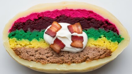 Lithuanian Cepelinai: A Layered Potato Dish Topped With Cream and Bacon